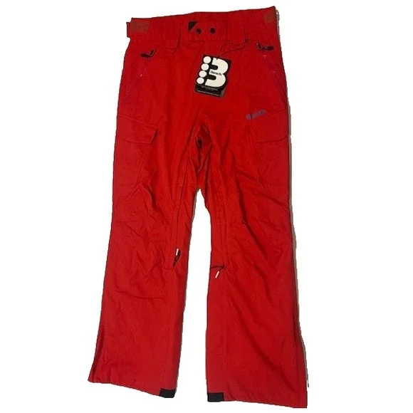 Bench UK Mens Ski Snowboarding Waterproof Pants Red Cargo Pockets NWT - M - Picture 1 of 16